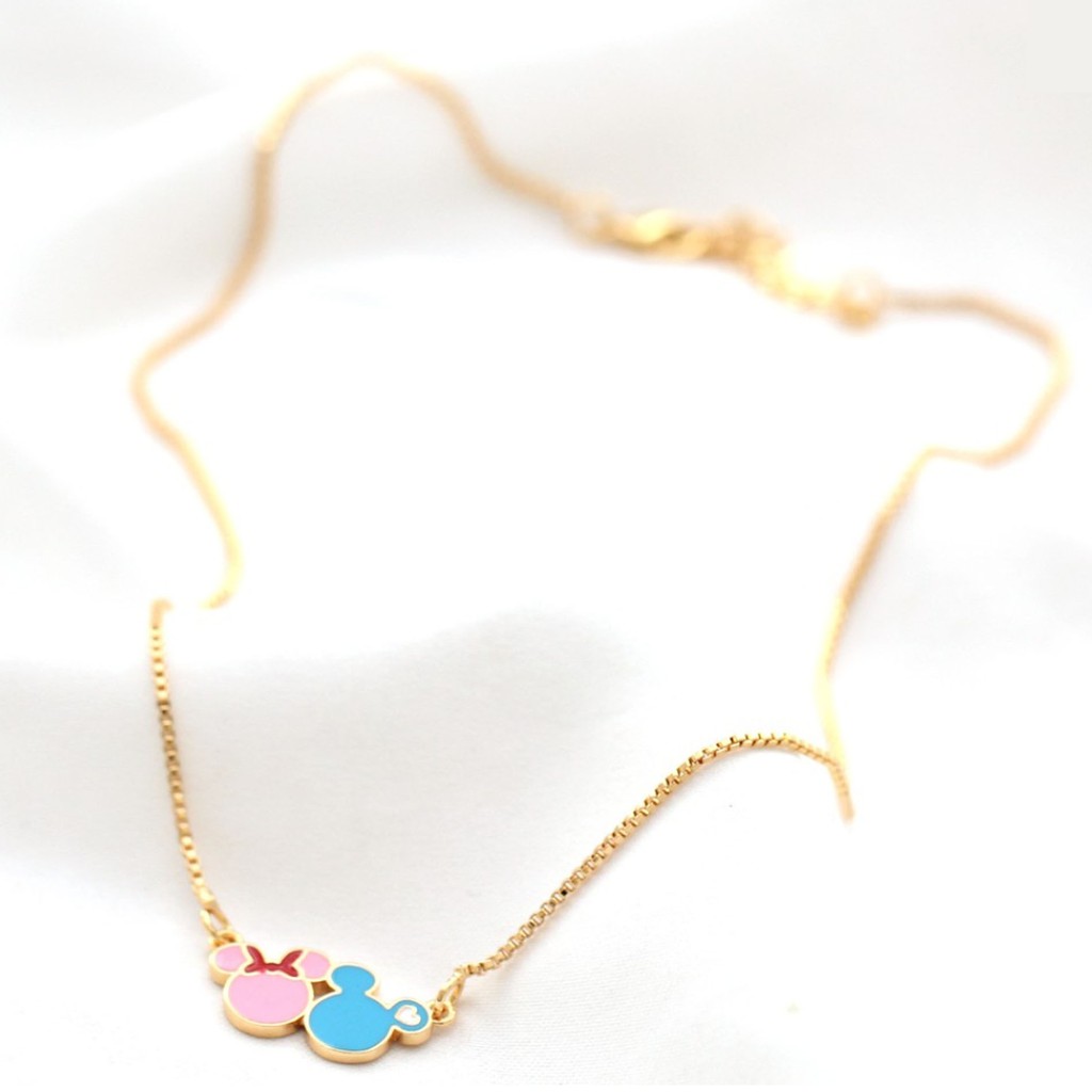 Kalung Anak Mickey Minnie Biru Pink Perhiasan Cantik Anak Lapis Emas 18k 634