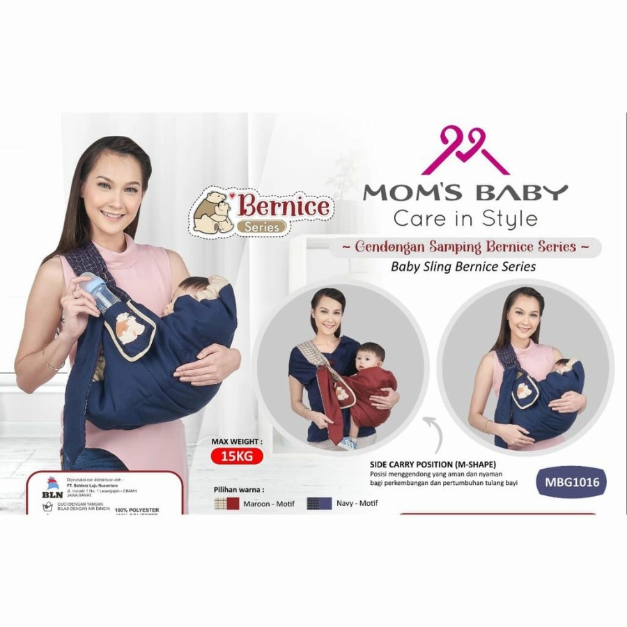 Moms Baby Gendongan Samping Series Bernice - Mocha Bear - Othello - Baby Sling