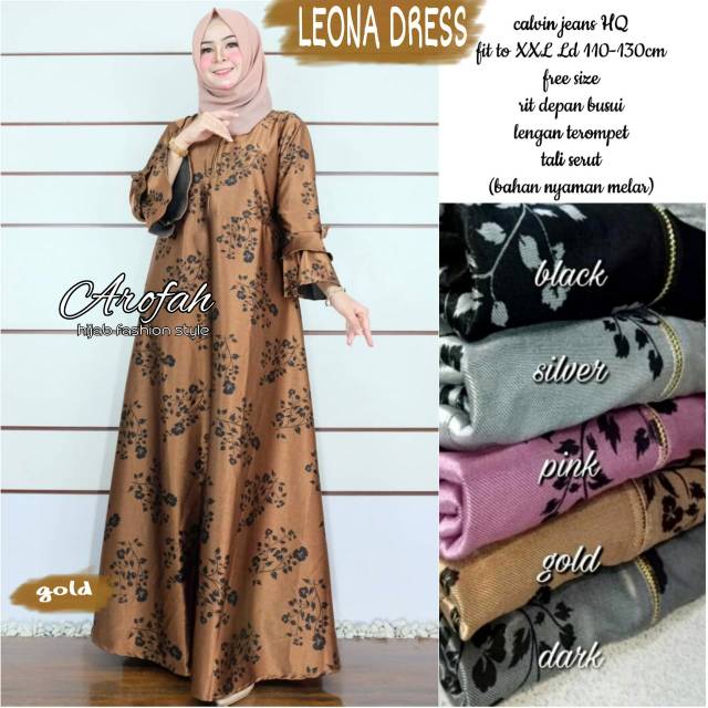 LEONA DRESS / ORI BY AROFAH / BEST SELLER / DRESS / MURAH / MOTIF