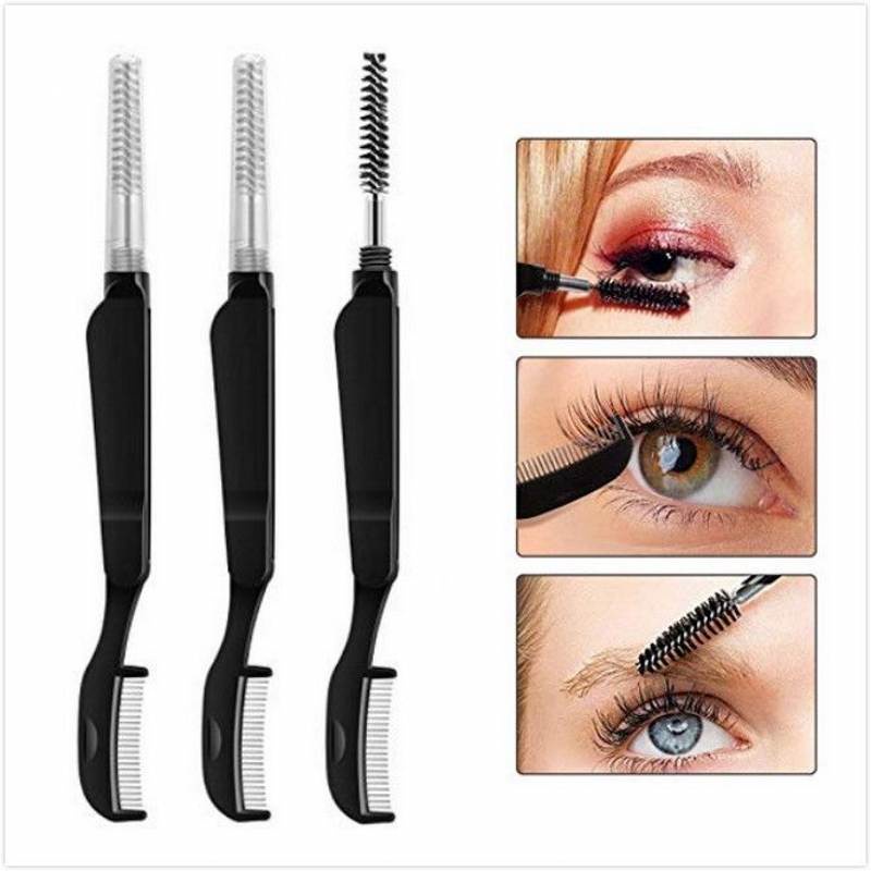 1pc Sisir Bulu Mata Multifungsi Bahan Stainless Steel Warna Hitam Untuk Makeup