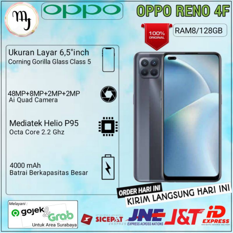 OPPO RENO 4F Ram8/128GB Garansi Resmi 100% Service Center OPPO Seluruh INDONESIA