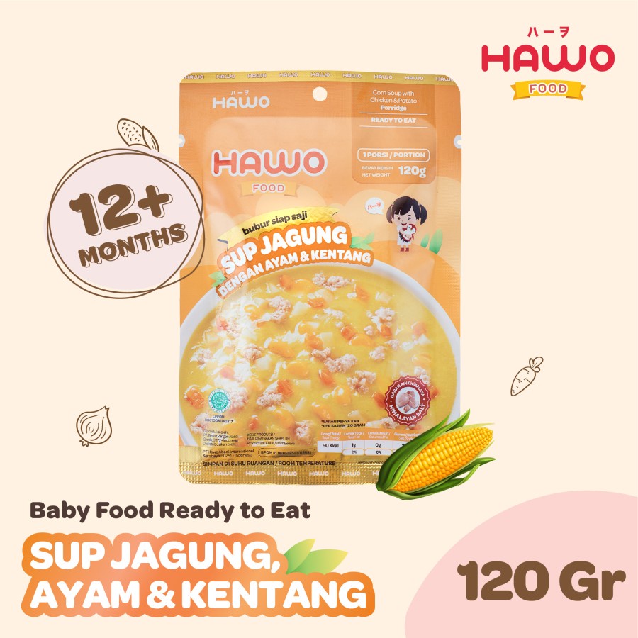 HAWOFOOD BUBUR SIAP SAJI SUP JAGUNG DENGAN AYAM &amp; KENTANG 120GR