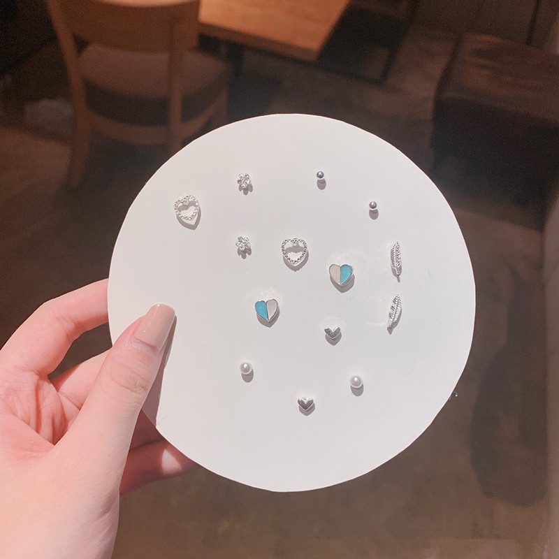 We Flower 7 Pairs S925 Silver Snowflake Butterfly Dolphin Stud Earrings Set for Women Girls Chic Ear Jewelry-14