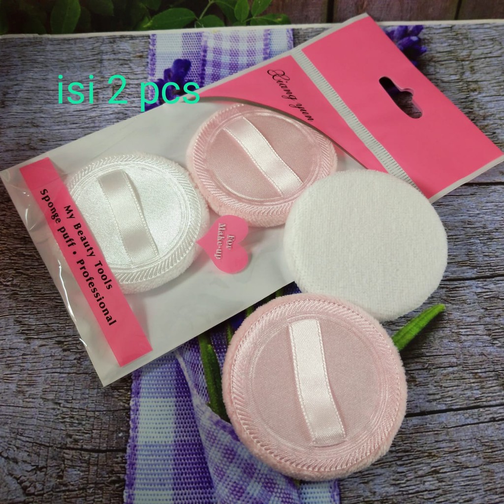 ISI2 Sponge bedak tabur mini handle D = 6 cm (SET ISI 2 BIJI)/Sponge Lembut