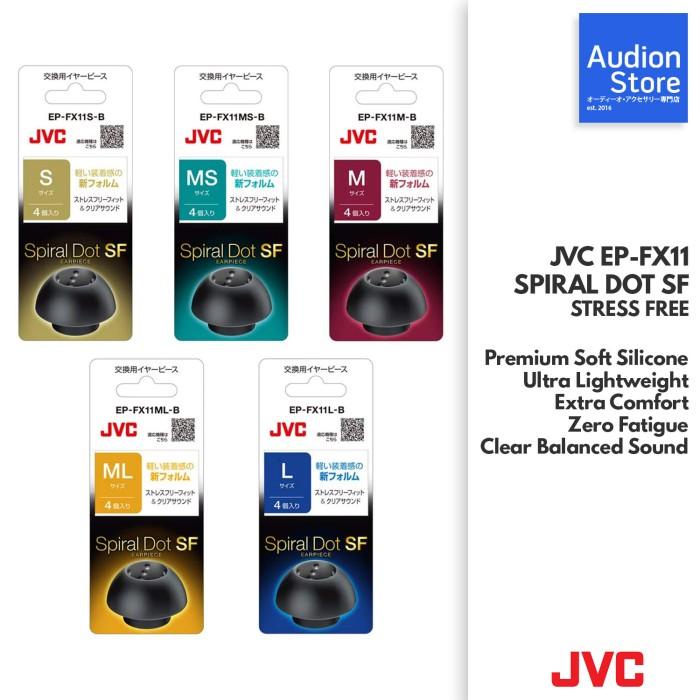 Jvc Spiral Dot Sf Stress Free Ep-Fx11 Comfort Lightweight Soft Eartips