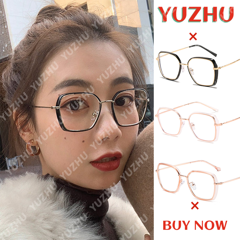 （YUZHU）COD INS Fashion Style Oversized Clear Frame Kacamata Kacamata Anti Radiasi