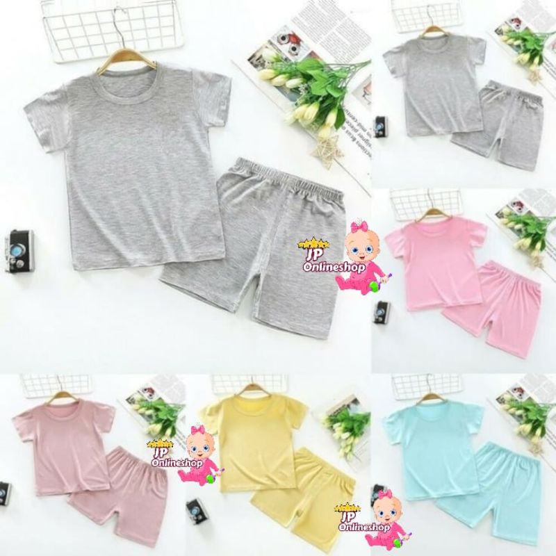 Setelan Kaos Polos Anak Catton Combeb