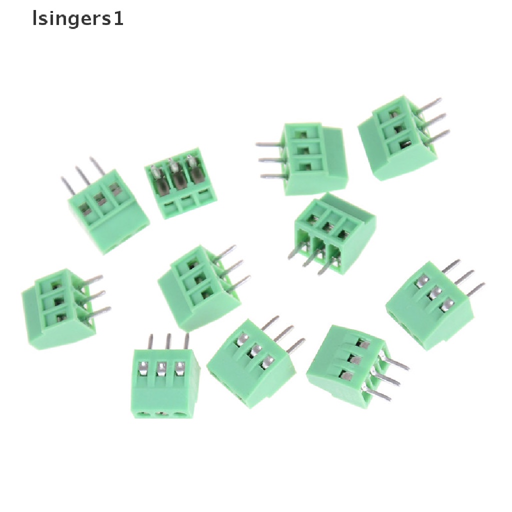 (lsingers1) 10pcs Blok Terminal Sekrup PCB Universal 3 Tiang KF128 2.54mm