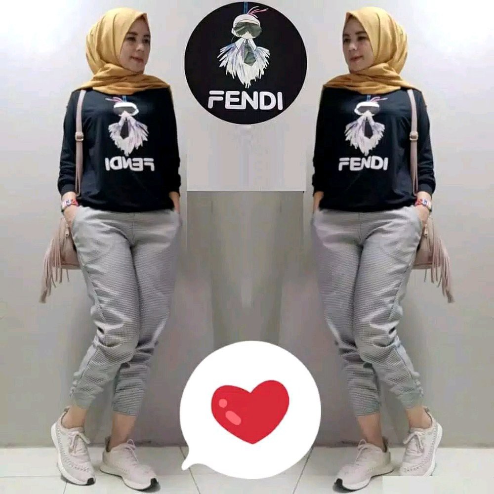 Baju Muslim Modern FENDI SET Bahan Combad Mix Baloteli   Baju Setelan Wanita 2021