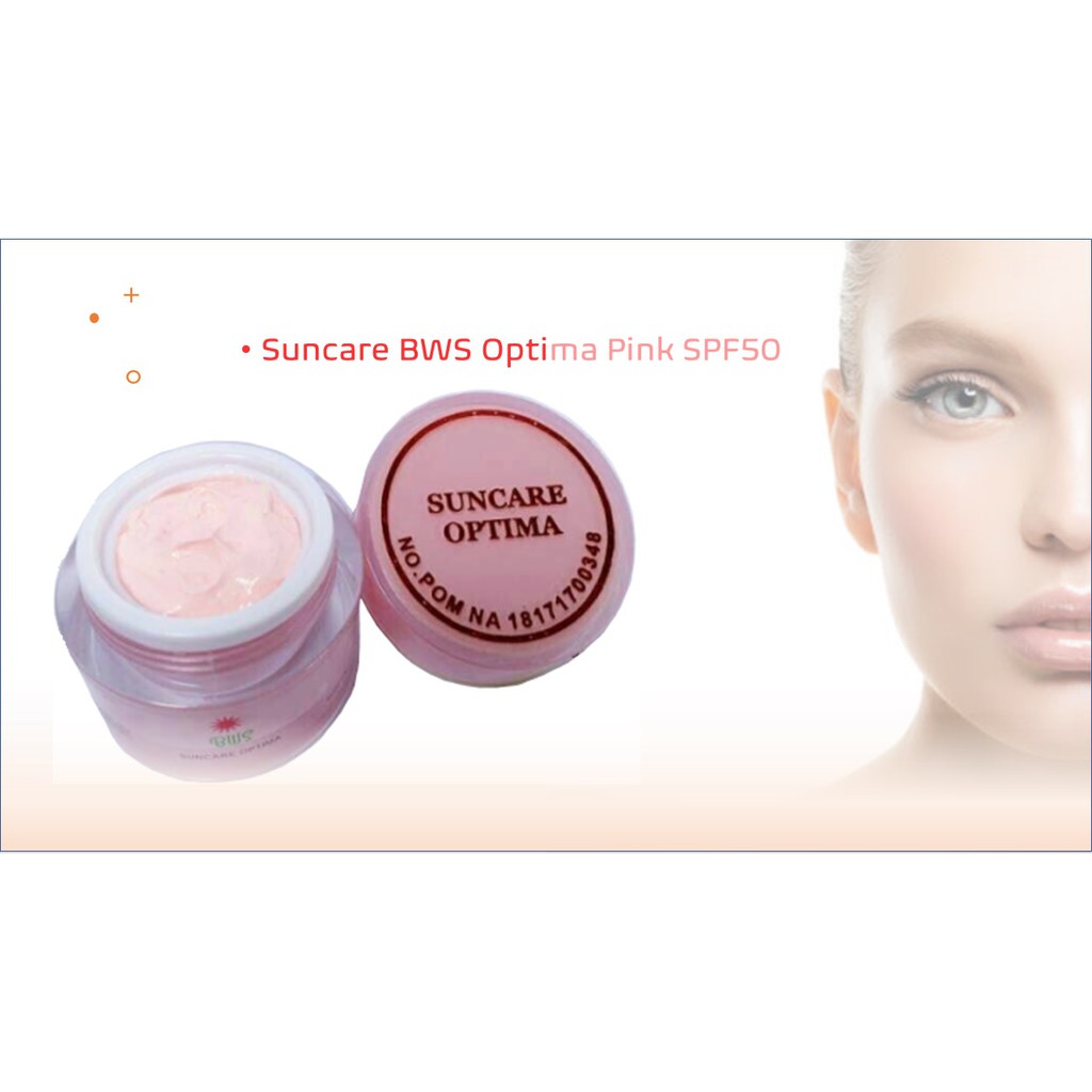 Suncare BWS Optima SPF50 Pink (Original, BWS Sunblock Cream Siang)