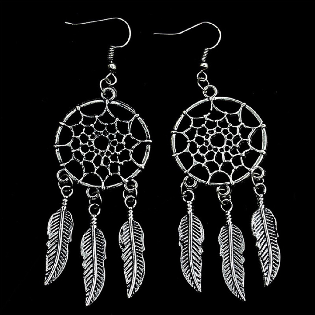 Hbid Anting Gantung Lapis Silver Model Dream Catcher Vintage Untuk Wanita