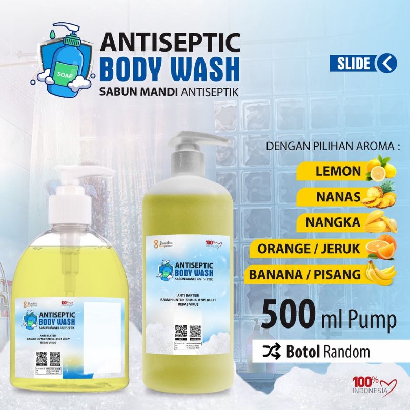 BODY WASH antiseptik aneka aroma wangi kemasa pump 500 ml