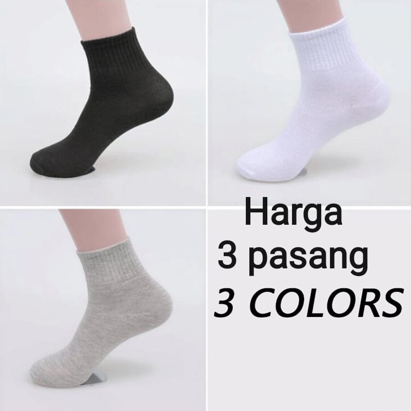 3 Pasang Kaos Kaki Olah Raga Cowok Polos Diatas Mata Kaki Kaos Kaki Sekolah Murah Polos Hitam Putih Abu Men Socks Kaus Kaki Kerja Pria Dewasa Kaus Kaki Sport