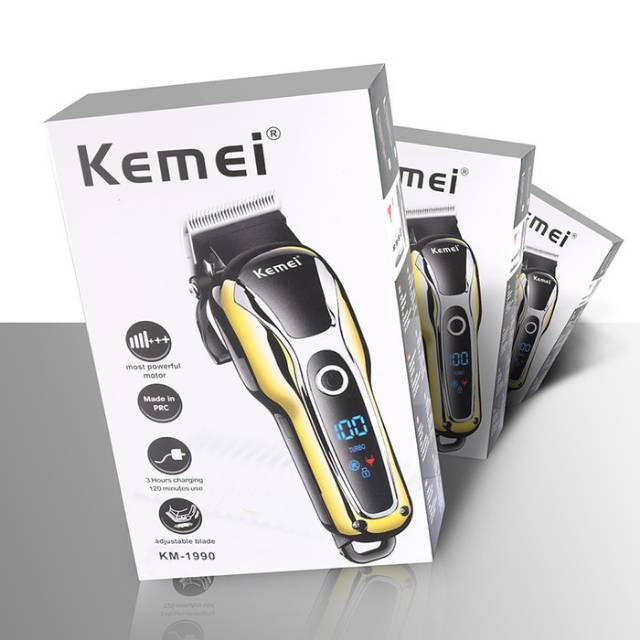 Kemei KM-1990 Alat Cukur Rambut Hair Clipper Cordless LCD Display