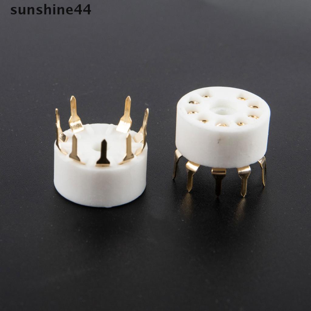 Sunshine 5pcs Socket Tabung Keramik 9pin B9A Pcb Mount 12ax7 12at7 Hifi Audio Vintage