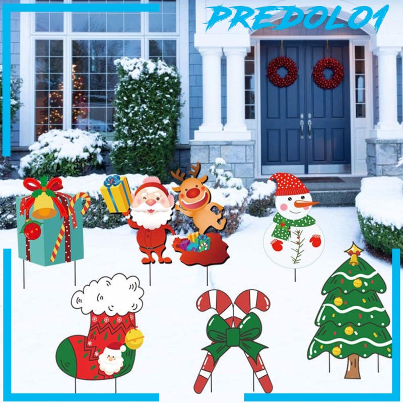 [PREDOLO1] Christmas Yard Signs Stakes Decorations Outdoor Garden Signs for Christmas