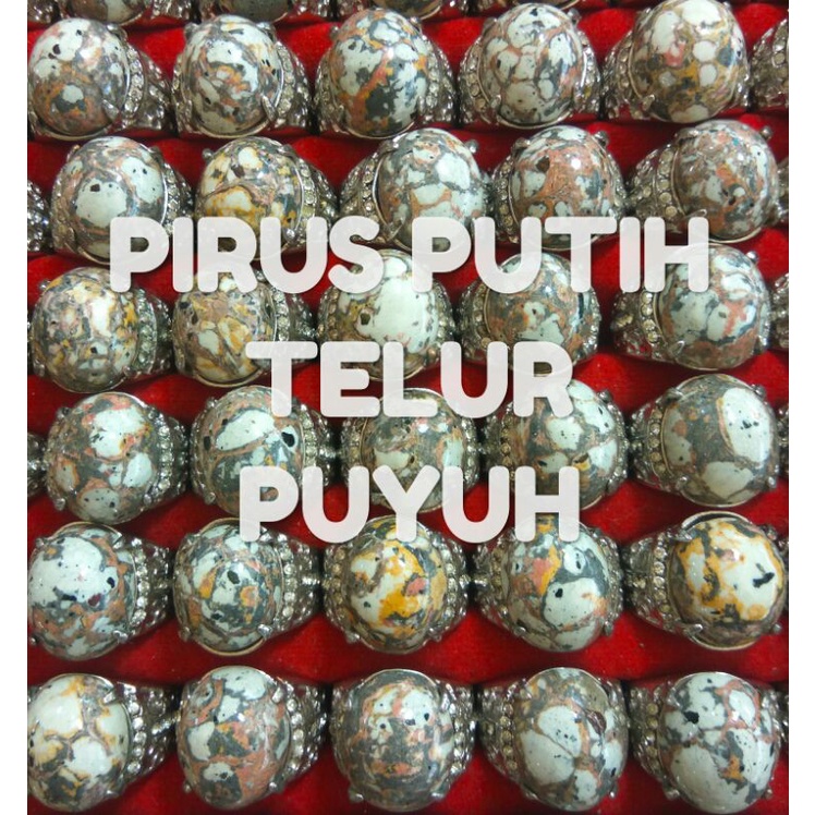Cincin Batu Akik Pirus Putih Telur Puyuh