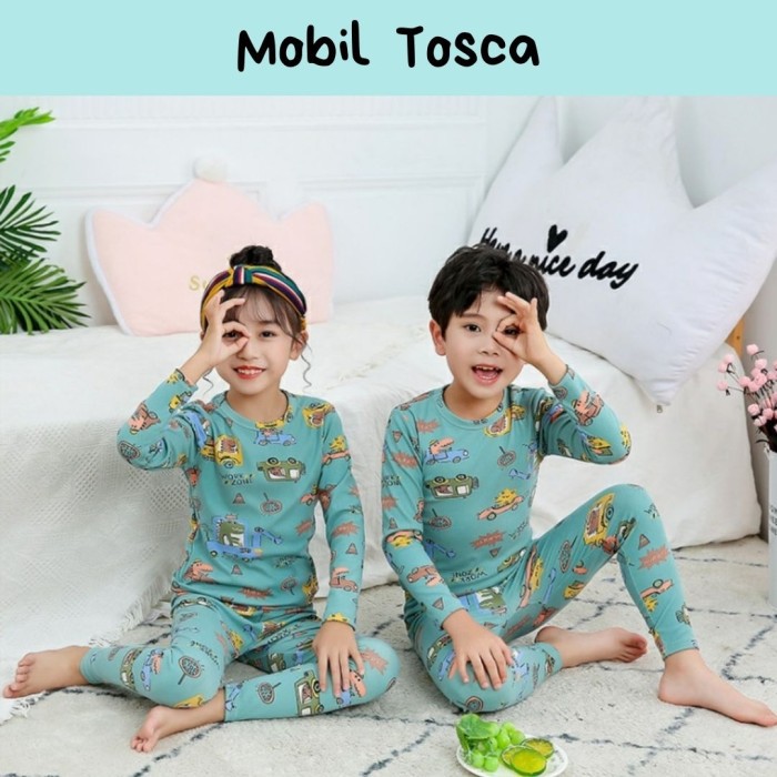 Setelan Baju Tidur Anak Laki-laki Mobil Tosca Piyama Anak Import Murah GR