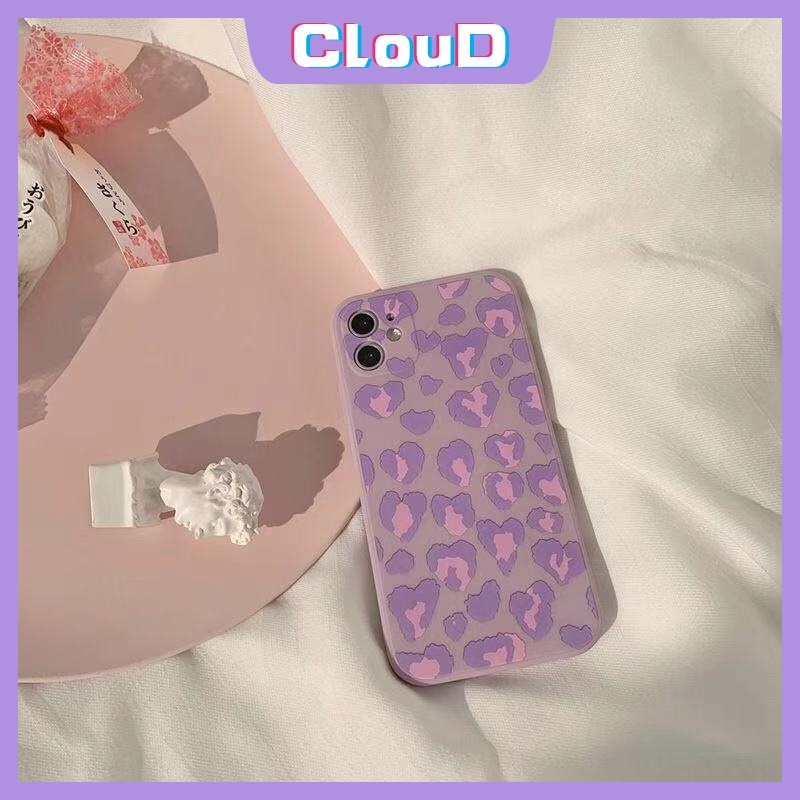 Case Motif Leopard Warna Ungu Untuk iPhone 13 11 12 pro Max 6 6s 8 7 plus X XR XS Max SE 2020