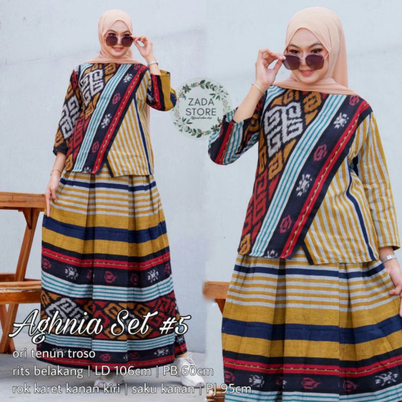 Setelan Rok Tenun Wanita Kekinian Aghnia Etnik