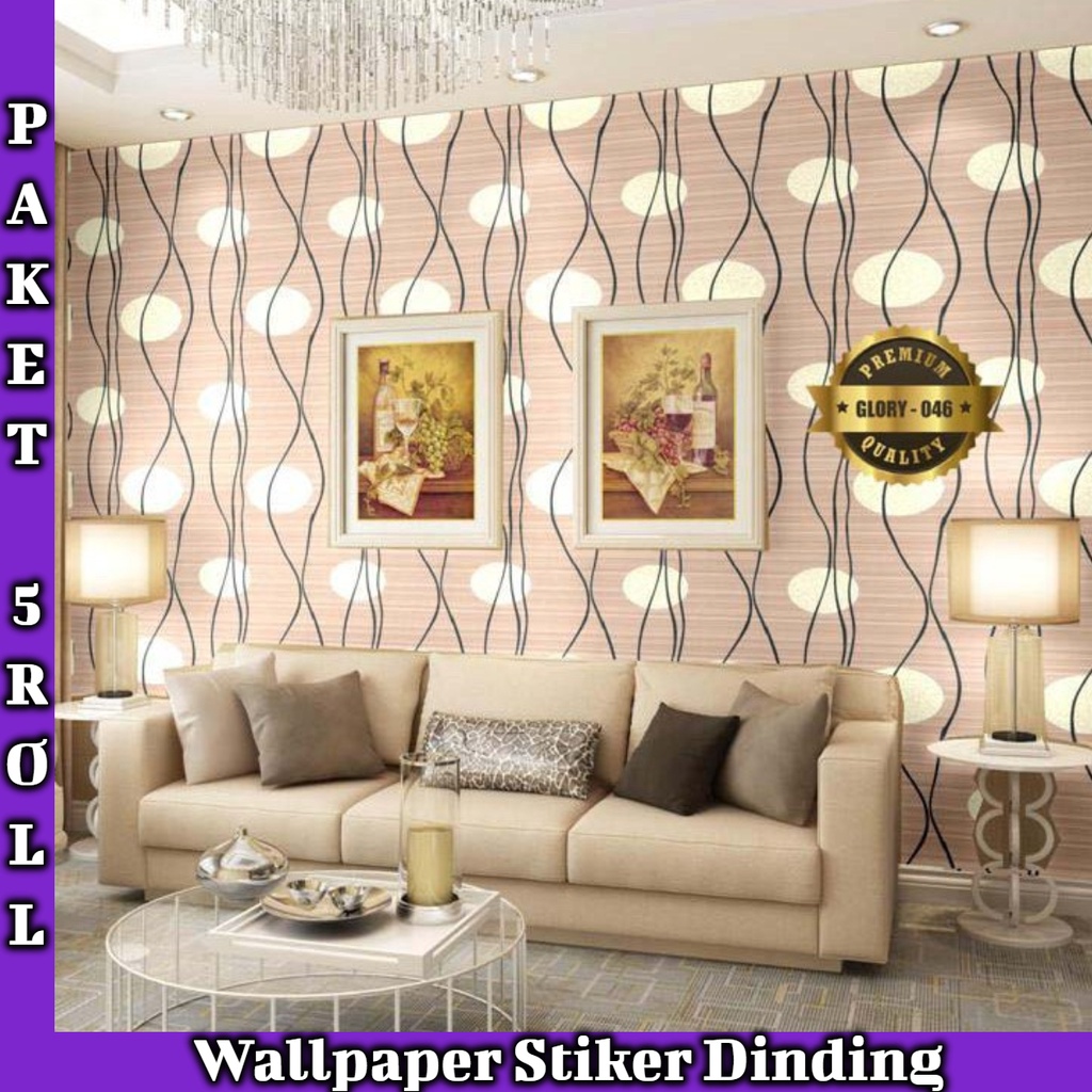 PAKET HEMAT ISI 5ROLL WALLPAPER STIKER DINDING MOTIF SALUR ULIR