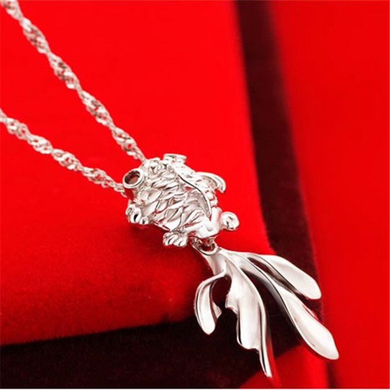 [Ready Stock]Fashion Silver Plated Fish Cute Pendant Necklace