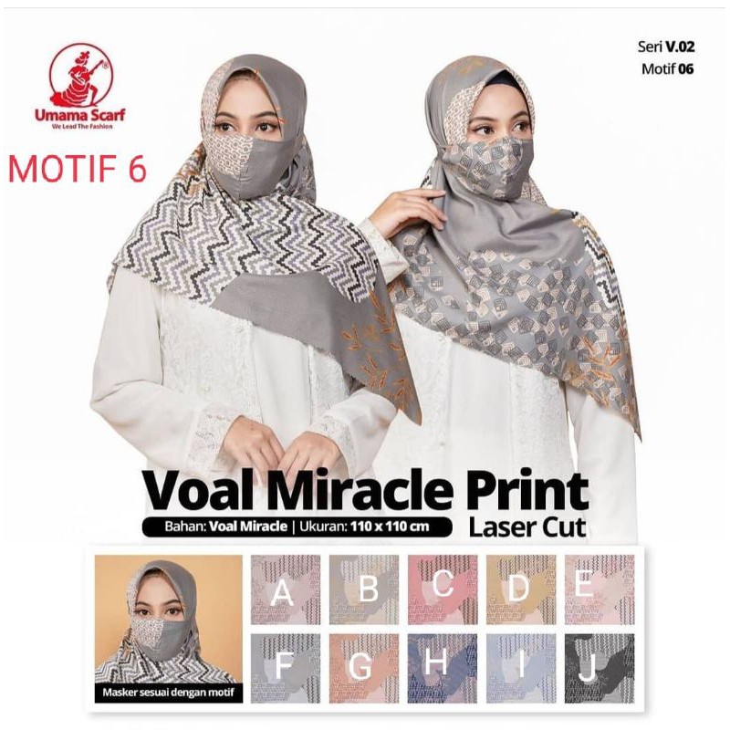 hijab voal segiempat motif set masker umama