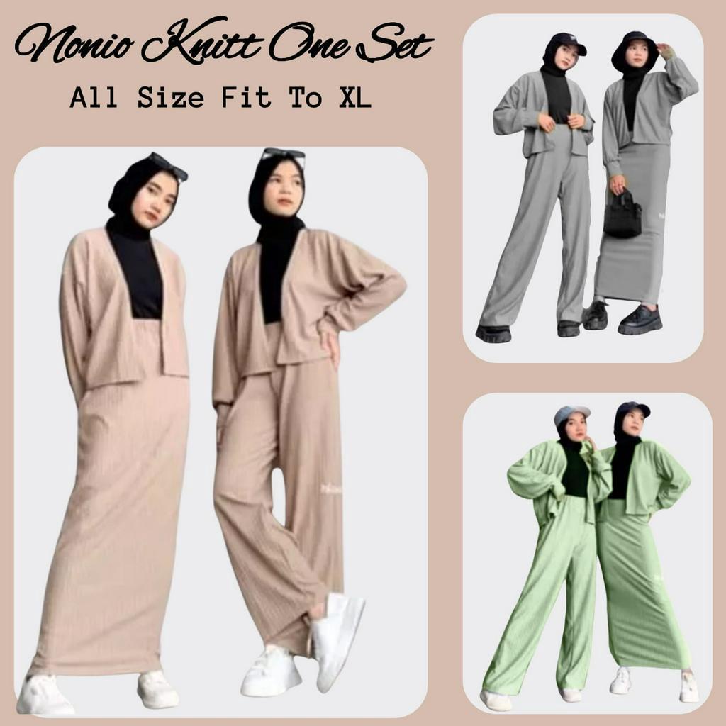 Charyatink - One set OOTD Wanita Setelan EVI Nonio Knit Premium Up to XL ( CELANA + ROK )