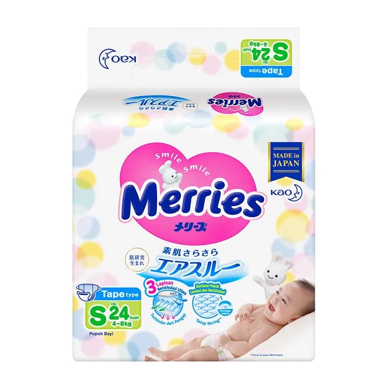 MERRIES Popok Perekat Premium Tape Diaper Newborn NB 24 / S 24 / M 22 / M 38 / L 32