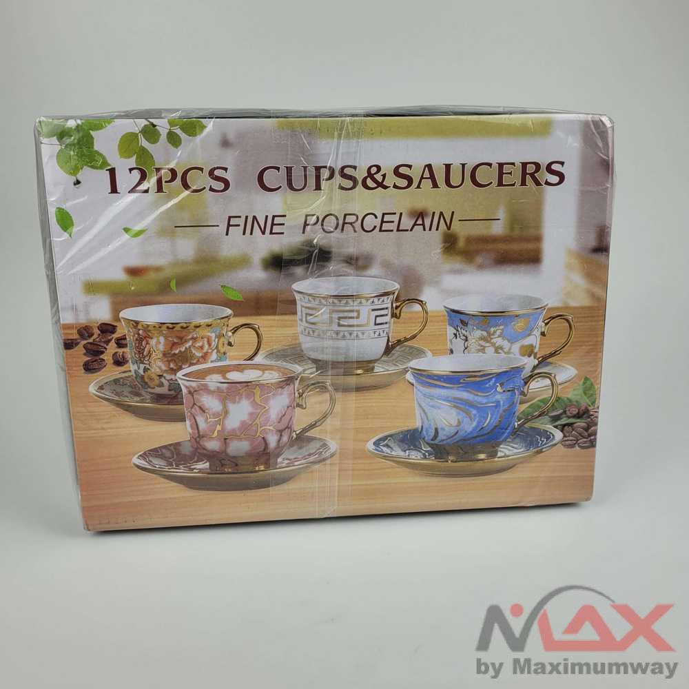 Cangkir Set Keramik Porcelain 6 in 1 gaya eropha kualitas bagus cangkir kopi tamu mewah berkelas cocok untuk hadiah pernikahan cangkir teh set antik retro unik jadul European Style New arrival 1Set Coffee Porcelain Cup Set Luxury Coffee Cup Mug Tea Cup