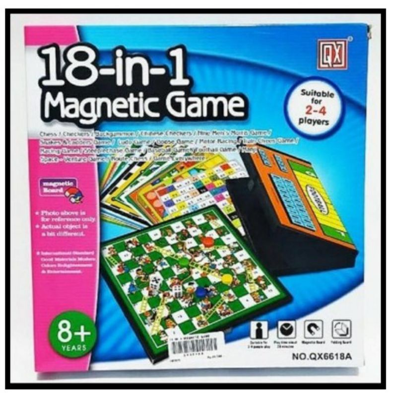 board game 18 in 1 magnetic papan magnet games catur ludo ular tangga 18in1