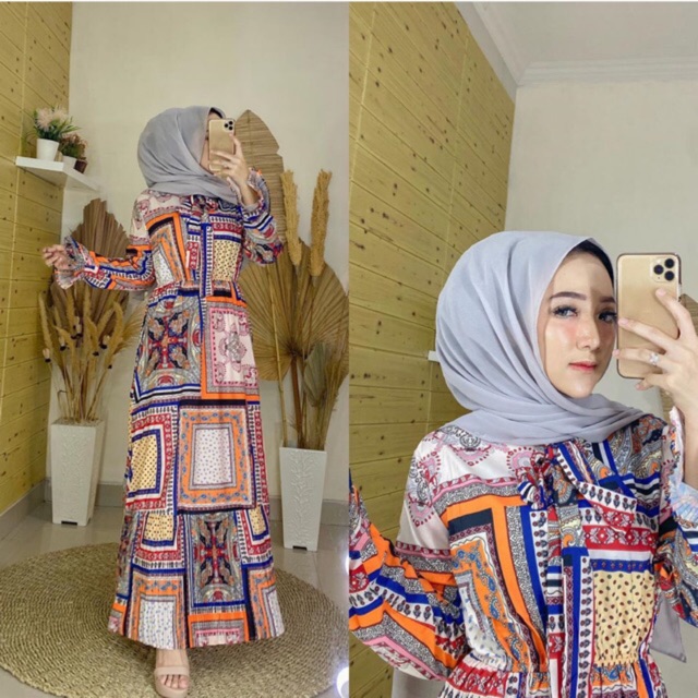 Gamis maxy dress Bangkok prisket bawah allsize original import