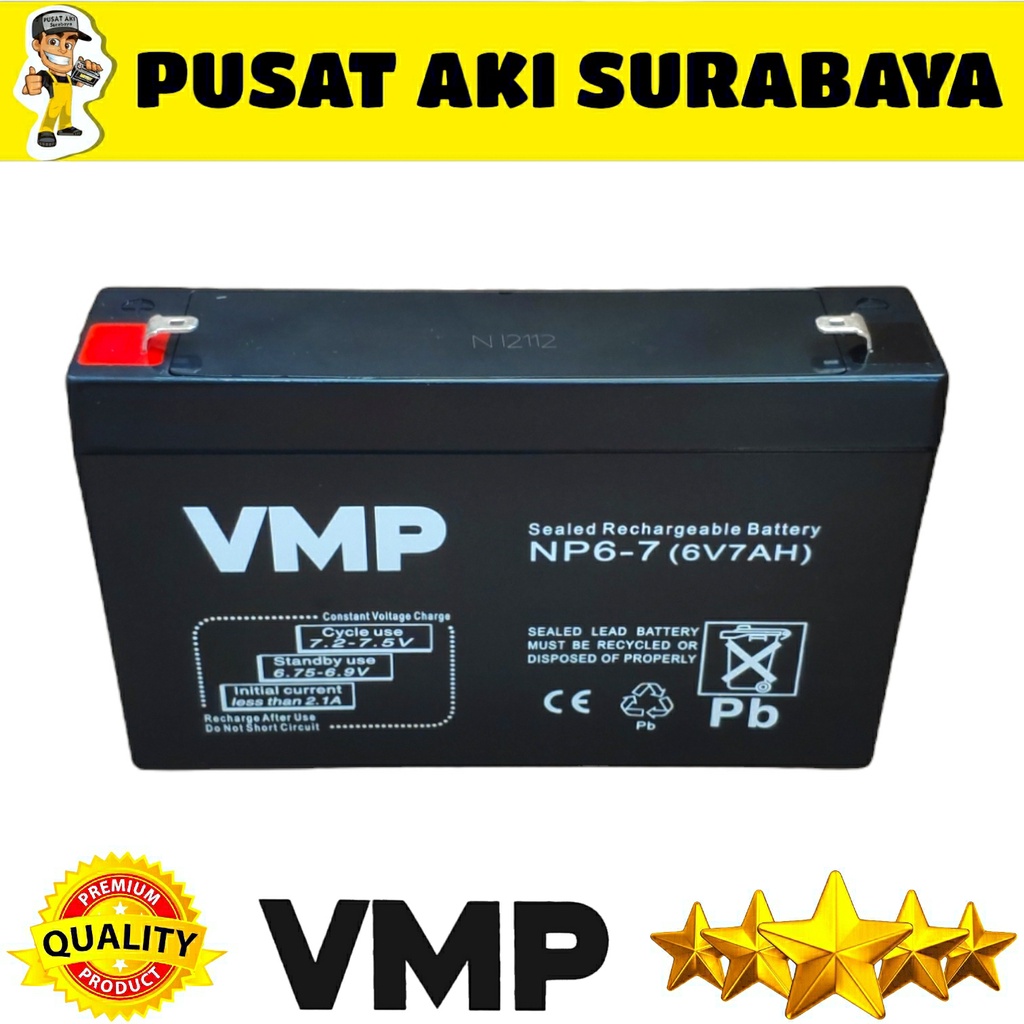 VMP 6V 7AH BATERAI MOTOR MOBIL MAINAN ANAK PLIKO PMB VESPA EMERGENCY LAMP UPS TIMBANGAN DIGITAL 6 VOLT 7 AMPER