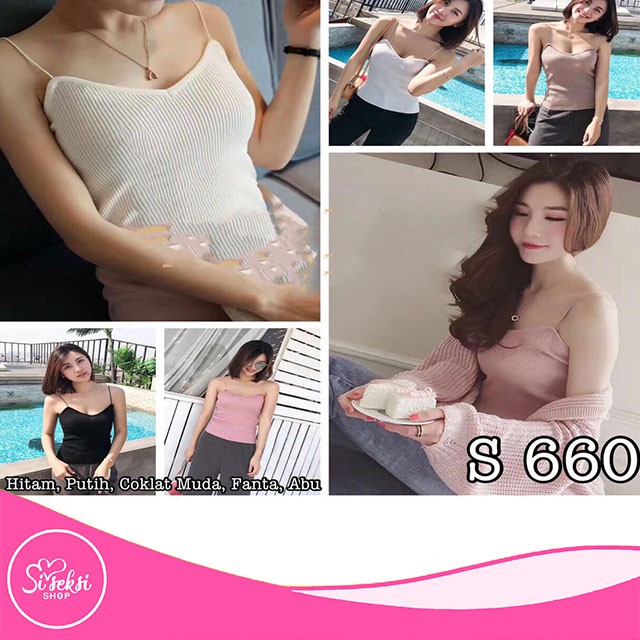 SISEKSI Tanktop Rajut  Camisole Knit Baju  Atasan tali 