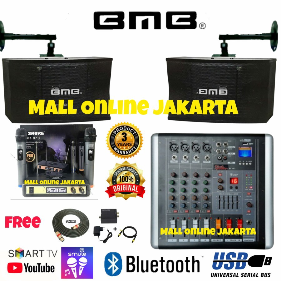 Paket Power mixer 4 channel blackspider speaker karaoke bmb 10 inch