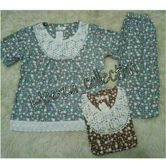 New Piyama PP &amp; cln ¾ vintage floral ( baju tidur L'eeza )