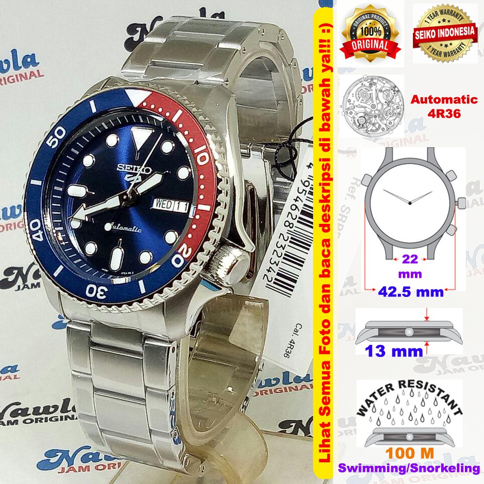 Seiko 5 Sports SRPD53K1 Automatic Pepsi - Jam Tangan Pria SRPD53