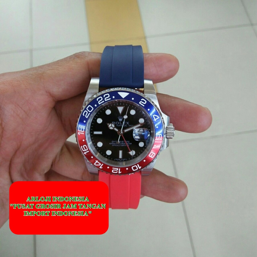New Jam Pria Rolex Pepsi Master Ii Rubber Automatic Garansi 1th