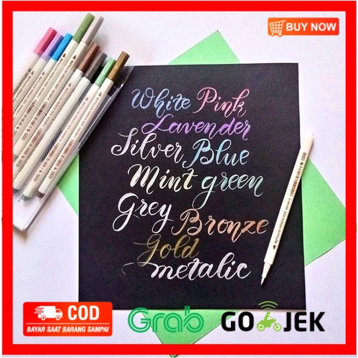 

(BISA COD) Metallic Brush Pen (10pcs/pack) Free Pattern Ruler