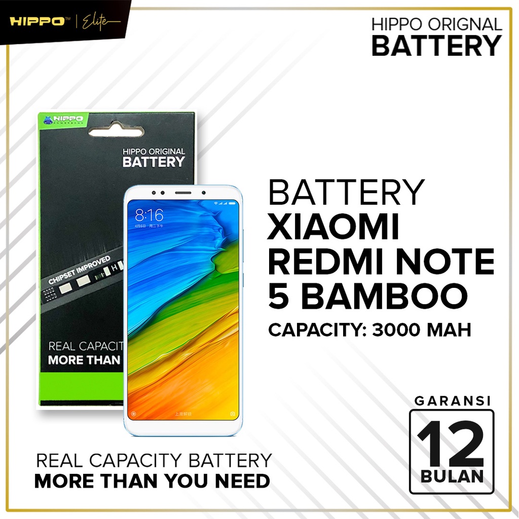 Hippo Baterai Baterry 100% ORI Baterai Xiaomi Mi Note 5 Bamboo 3000Mah BM21 Original Batere Premium Batu Batre Batrai Handphone Garansi Resmi