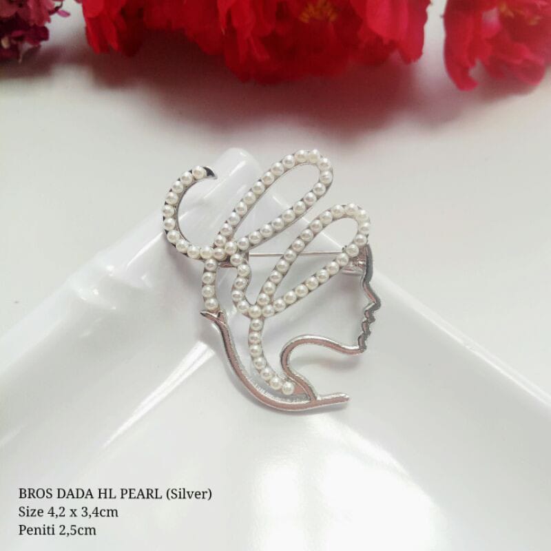 Bros Buttonscraves / Bros Ala Buttonscarves  / Bros Button / Buttonscarves Brooch / Orderinkuy Bros-HL Pearl Silver