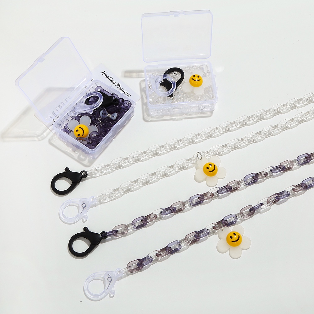 [ACKER] DIY Topeng Bunga Topeng Bening Lanyard Rantai Manik-manik Beras Kacamata Lanyard Pembuatan Aksesoris Perhiasan