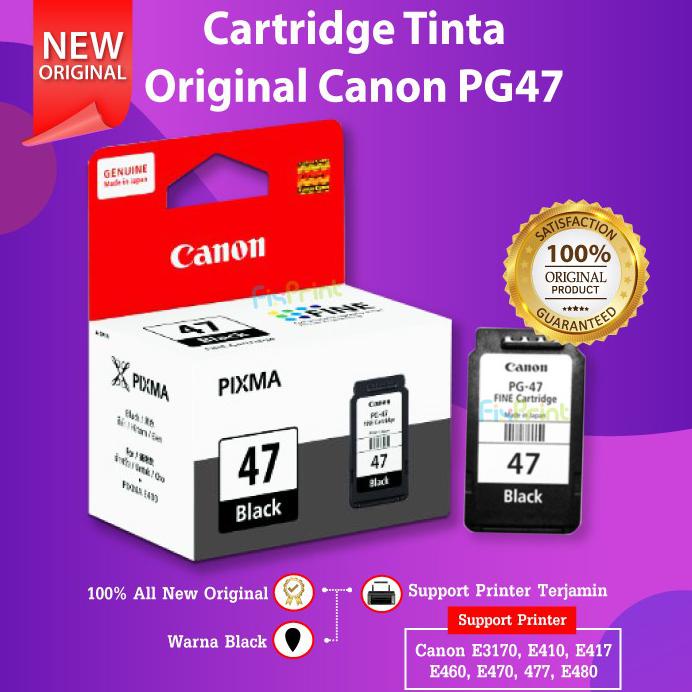 Canon Pg47 Pg 47 Black Cartridge Tinta Printer E3170 E3370 E3470 E4270