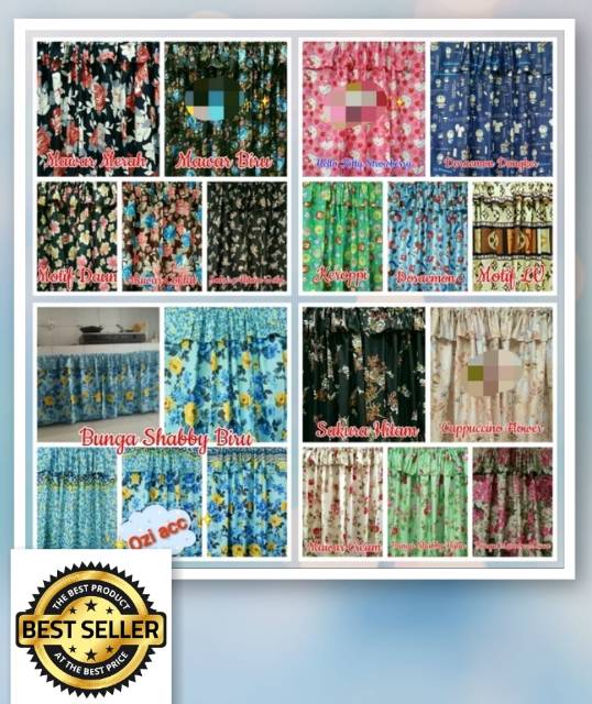 Gorden kolong dapur uk 100 x 75 cm free tali SEMUA MOTIF READY STOK BAHAN KATUN PREMIUM TEBAL