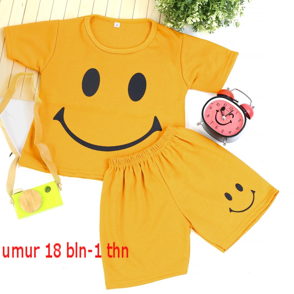 setelan smile kids 1 tahun 2 tahun 3 tahun / setelan oblong baju anak setelan baju anak perempuan