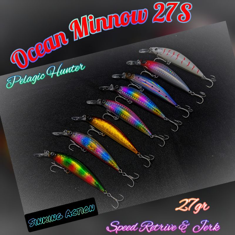 Ocean Minnow 27gr Sinking Action Copy Duel Minnow Lure Medium Casting