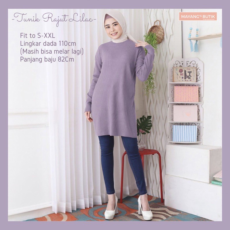 tunik slit dress rajut wanita muslim panjang/boxi tunik dress rajut wanita