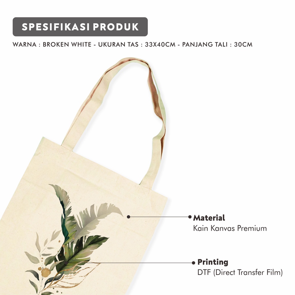 Sevine Tote Bag Kanvas Tas Fashion Totebag Wanita DTF Printing Tropical Aesthetic Series - KTF9