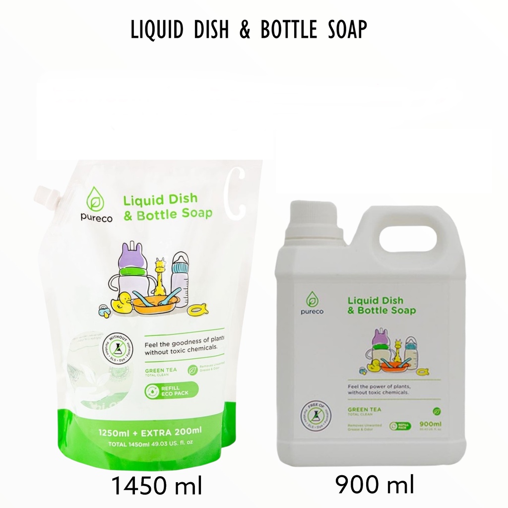 PURECO liquid dish bottle soap refill / sabun cuci piring botol bayi