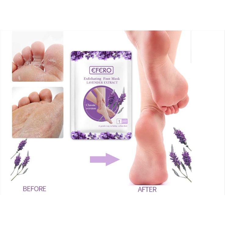 1 pasang Efero foot mask masker kaki foot peeling foot exfloating efero  lavender